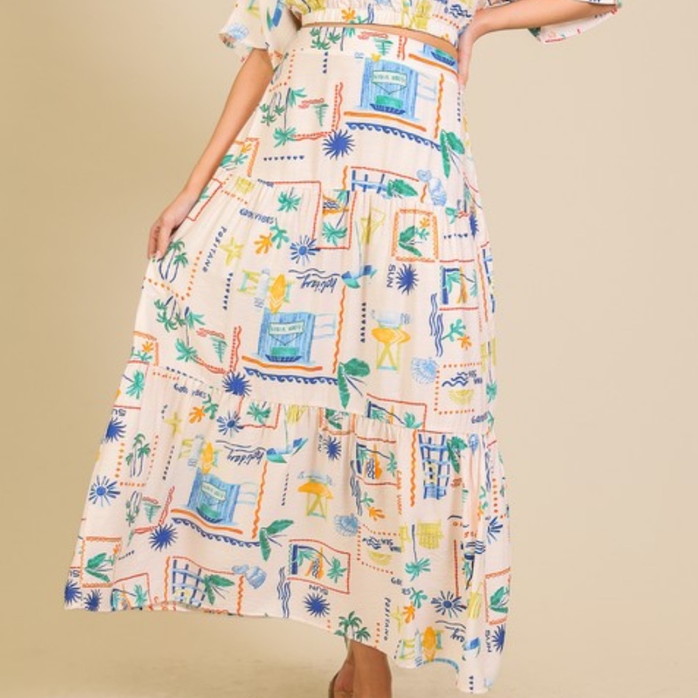 Colorful Patterned Maxi Skirt - Skirt Only